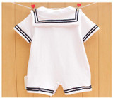 2018 Newborn baby clothes White Navy Sailor uniforms summer baby rompers Short sleeve one-pieces jumpsuit baby boy girl clothing