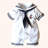 2018 Newborn baby clothes White Navy Sailor uniforms summer baby rompers Short sleeve one-pieces jumpsuit baby boy girl clothing