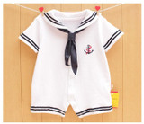 2018 Newborn baby clothes White Navy Sailor uniforms summer baby rompers Short sleeve one-pieces jumpsuit baby boy girl clothing