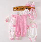 2018 Newborn Baby Clothes 100% Cotton Baby Rompers Hats Gloves Bibs Baby Clothing Sets For 0-9Month Infant Jumpsuit Gifts