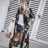 2018 New Women Vintage Floral Chiffon Shirts Loose Shawl Kimono Cardigan Boho Tops Long Sunscreen Jacket Blouse