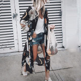 2018 New Women Vintage Floral Chiffon Shirts Loose Shawl Kimono Cardigan Boho Tops Long Sunscreen Jacket Blouse