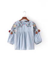 2018 New Women vintage embroidery loose slim kimono blouse shirts tassel two colors Casual Blusas Femininas tops LS1372