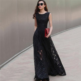 2018 New Women Summer Dress Elegant Vintage Black White Organza Sleeveless Long Beach Maxi Dress Sundress Vestidos De Festa