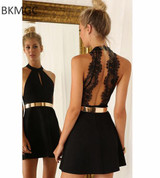 2018 new women fashion backless sexy dress white andeless dresses slim casual mini dress