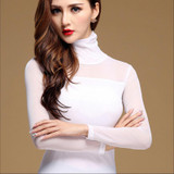 2018 New Women Blouse Shirt Elegant Long Sleeve Turtleneck Shirt Women Top Lace Blouse Tops For Women Plus Size Female Blusas