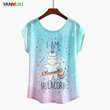 2018 New Unicorn T-shirt For Women Kawaii Fashion Printed Tshirt Female Funny T Shirt Summer Top Tee M-XL