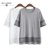 2018 New Summer Women T-Shirt O-neck Casual Loose Lace Crochet Embroidery Hollow Out Tee Shirt Blusas Big Size