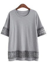 2018 New Summer Women T-Shirt O-neck Casual Loose Lace Crochet Embroidery Hollow Out Tee Shirt Blusas Big Size