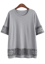 2018 New Summer Women T-Shirt O-neck Casual Loose Lace Crochet Embroidery Hollow Out Tee Shirt Blusas Big Size