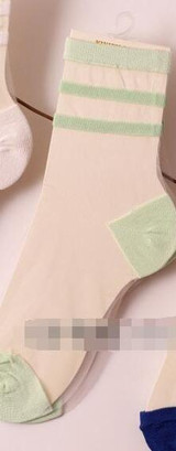 2018 new summer fashion socks wholesale transparent crystal Japanese glass wool socks socks three bars