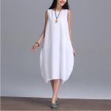 2018 New Summer dress Fashion women Clothing Loose Plus Size sleeveless Dress Casual Cotton Linen Sundress Vestidos Robe 2018 New Summer dress Fashion women Clothing Loose Plus Size sleeveless Dress Casual Cotton Linen Sundress Vestidos Robe