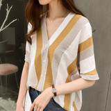 2018 New Summer Blouses Women V-Neck Batwing Sleeve Shirts Femme Fashion Striped Tops Plus Size Blusas Femininas Camisas Mujer