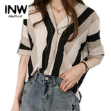 2018 New Summer Blouses Women V-Neck Batwing Sleeve Shirts Femme Fashion Striped Tops Plus Size Blusas Femininas Camisas Mujer
