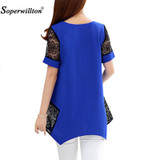 2018 New Summer Blouses Women Lace Blouse Shirt Long Section Plus size 5XL Bottoming Shirts Lace Stitching Blusas Feminina Tops