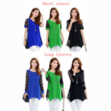 2018 New Summer Blouses Women Lace Blouse Shirt Long Section Plus size 5XL Bottoming Shirts Lace Stitching Blusas Feminina Tops