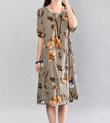 2018 New Summer dress Casual Plus Size Women Dress Vintage Printing cotton Linen Loose long Dress Vestidos Robe Dresses 2018 New Summer dress Casual Plus Size Women Dress Vintage Printing cotton Linen Loose long Dress Vestidos Robe Dresses