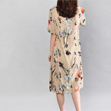 2018 New Summer dress Casual Plus Size Women Dress Vintage Printing cotton Linen Loose long Dress Vestidos Robe Dresses 2018 New Summer dress Casual Plus Size Women Dress Vintage Printing cotton Linen Loose long Dress Vestidos Robe Dresses