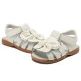 2018 New Summer Children Sandals for Girls Genuine Leather Bowtie Princess Shoes Kids Beach Sandals Baby Toddler Shoes White