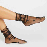 2018 New Stylish Summer Women Glitter Star Soft Sheer Mesh Socks Transparent Ultrathin Fishnet socks Mesh Visible Hosiery