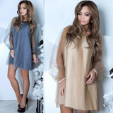 2018 Women's Sexy Voile Winter Dress - Casual Loose O-Neck Long Sleeve Style