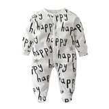 Adorable 2018 Infant Rompers for Newborns and Toddlers - Long Sleeve Happy Print Jumpsuit for Baby Boys and Girls