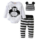 2023 Trending Cartoon Baby Clothing Set for Newborns – Long Sleeve Rompers, Pants, and Hat for Boys and Girls (3-Piece Outfit)