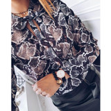 Trendy 2018 Women's Sexy Chiffon Blouses - Casual Snake Skin Printed Loose Tops for Fashion-Forward Ladies