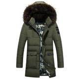 Men's 2017 Winter Down Jacket with Fur Collar – Thick, Warm, Casual Hooded Coat for Cold Weather