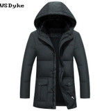 Men's Plus Size Waterproof Down Jacket - 2017 Long Hooded Winter Parka for Casual Style and Warmth