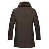 Men's 2017 Winter Casual Thick Warm Long Cashmere Coat with Big Fur Collar - Stylish and Comfortable Woll Mantel