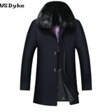 Men's 2017 Winter Casual Thick Warm Long Cashmere Coat with Big Fur Collar - Stylish and Comfortable Woll Mantel