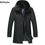Men's 2017 Winter Casual Thick Warm Long Cashmere Coat with Big Fur Collar - Stylish and Comfortable Woll Mantel