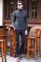 Men's High-Quality Slim Fit Turtleneck Cardigan Sweater - Casual Autumn & Winter Styles for the Modern Gentleman