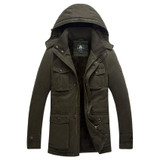 AFS Jeep Men’s Long Winter Down Jacket – 2017 Fashion Loose Fit Cotton Coat with Free Shipping