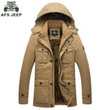 AFS Jeep Men’s Long Winter Down Jacket – 2017 Fashion Loose Fit Cotton Coat with Free Shipping