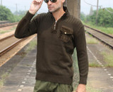 2023 Men's Plus Size Thick Winter Sweater - Loose Fit Military Casual Cotton Outerwear