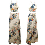 Floral Print Women’s Summer Maxi Dress - Trendy 2 Piece Halterneck Backless Boho Style for Beach Parties and Casual Outings