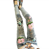 Stylish Floral Embroidered Denim Jeans for Women – 2017 Trendy Leisure Trousers C094