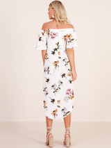 Bohemian Floral Off-the-Shoulder Split-Side Maxi Dress for Effortless Summer Style