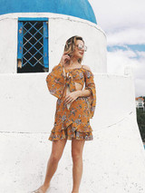 Floral Off-Shoulder Top with Flared Sleeves and Matching Skirt Set - Perfect Summer Outfit