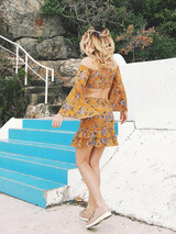 Floral Off-Shoulder Top with Flared Sleeves and Matching Skirt Set - Perfect Summer Outfit