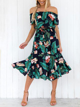 Boho Chic Floral Off-Shoulder Dress for Summer Style