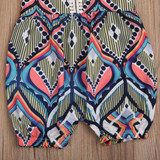 Summer Floral Geometric Bohemian Romper for Newborn Baby Girls - Sleeveless Lacing Outfit