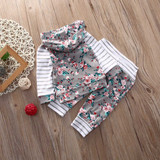 Floral 2-Piece Infant Clothing Set for Newborns to 24 Months - Long Sleeve Hooded Shirt and Pants for Baby Boys and Girls