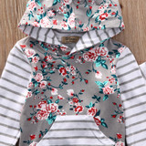 Adorable Floral Stripe Hooded Outfit Set for Newborn Baby Girls - 2 Piece Clothing Set AU