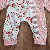 Floral Newborn Baby Girl Outfit Set - Long Sleeve Bodysuit Romper Jumpsuit with Matching Hat - 2-Piece Sunsuit Clothing Set