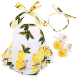 Floral Baby Girl Summer Outfit Set - Cotton Newborn Romper, Headband, and Shoes for Infant Photography - 3-Piece Baby Clothes Set