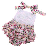 Floral Baby Girl Summer Outfit Set - Cotton Newborn Romper, Headband, and Shoes for Infant Photography - 3-Piece Baby Clothes Set