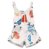 Adorable Floral Sleeveless Cotton Romper for Baby Girls - Backless Flower Jumpsuit Sunsuit Outfits